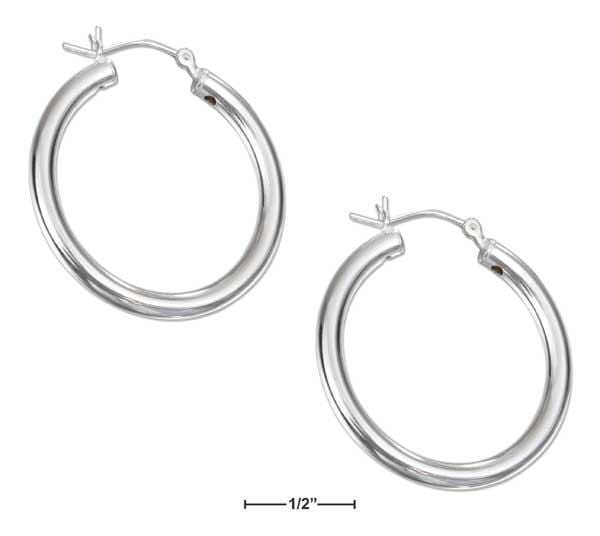 Silver Earrings Sterling Silver 30MM Tubular Hoop Earrings With French Locks JadeMoghul Inc.