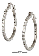 Silver Earrings Sterling Silver 34MM Pave Cubic Zirconia Hoop Earrings JadeMoghul Inc.