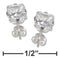 Silver Earrings Sterling Silver 4MM Square Cubic Zirconia Post Earrings JadeMoghul Inc.