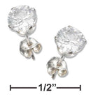 Silver Earrings Sterling Silver 5MM Round Clear Cubic Zirconia Posts JadeMoghul Inc.