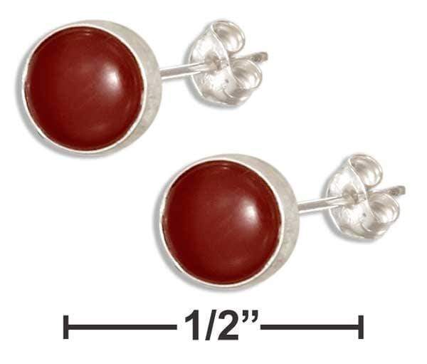 Silver Earrings Sterling Silver 5MM Round Simulated Carnelian Post Earrings JadeMoghul Inc.