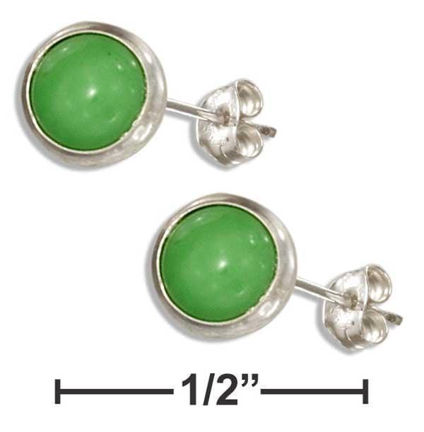 Silver Earrings Sterling Silver 5MM Round Simulated Gaspeite Post Earrings JadeMoghul Inc.