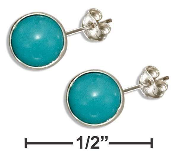 Silver Earrings Sterling Silver 5mm Round Simulated Turquoise Post Earrings JadeMoghul