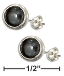 Silver Earrings Sterling Silver 5MM Round Synthetic Hematite Post Earrings JadeMoghul Inc.