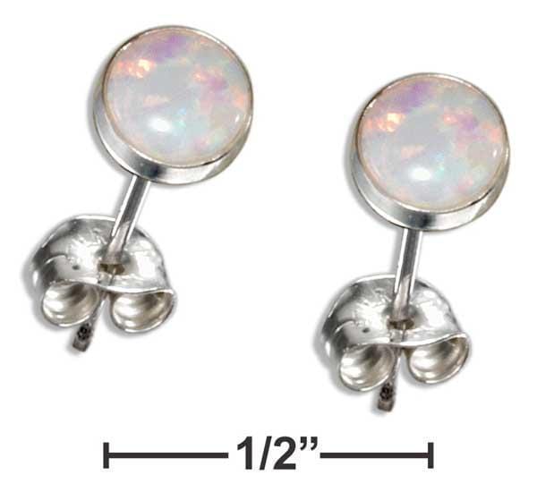 Silver Earrings Sterling Silver 5MM Round Synthetic White Opal Post Earrings JadeMoghul Inc.