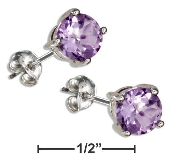 Silver Earrings Sterling Silver 6MM Round Amethyst Earrings JadeMoghul Inc.