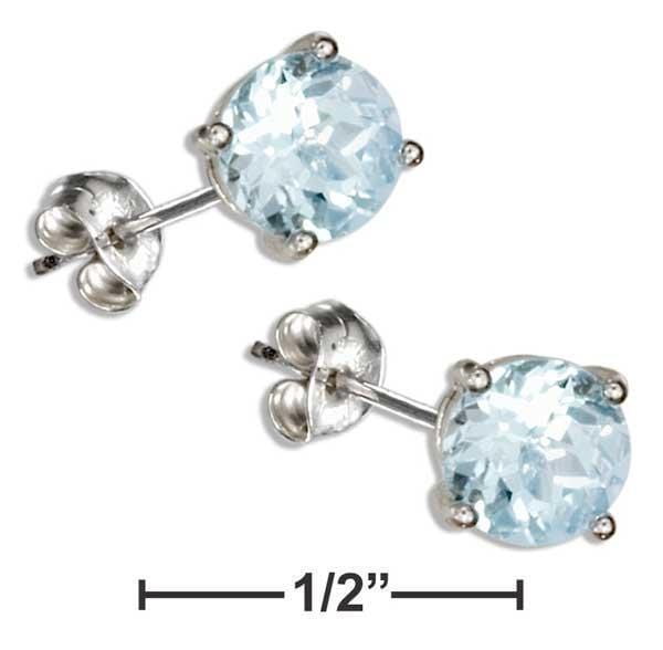 Silver Earrings Sterling Silver 6mm Round Blue Topaz Earrings JadeMoghul