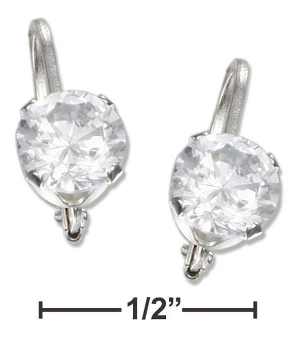 Silver Earrings Sterling Silver 6MM Round Cubic Zirconia Leverback Earrings JadeMoghul Inc.