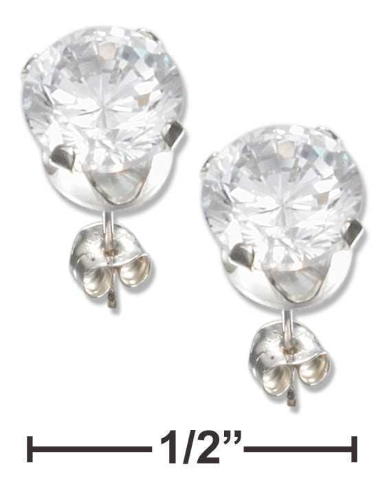 Silver Earrings Sterling Silver 6MM Round Cubic Zirconia Post Earrings JadeMoghul Inc.