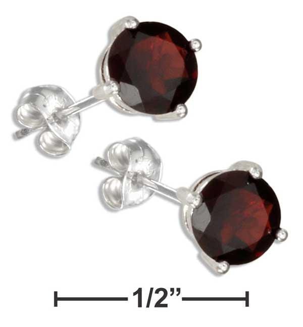 Silver Earrings Sterling Silver 6MM Round Garnet Earrings JadeMoghul Inc.