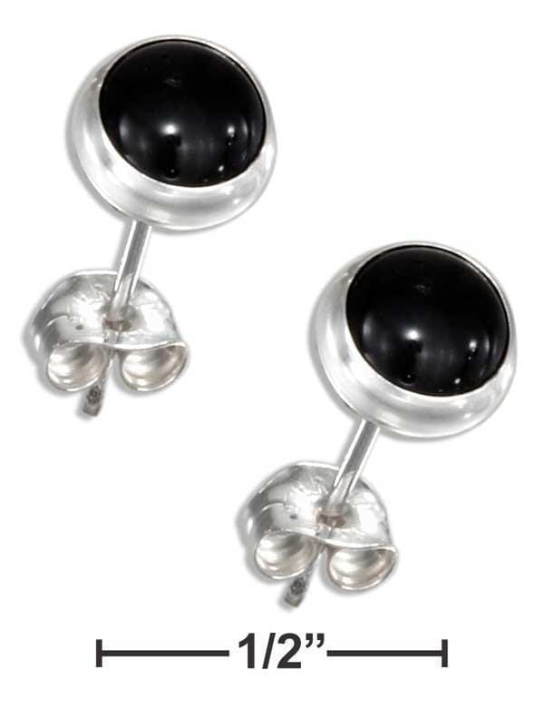 Silver Earrings Sterling Silver 6MM Round Onyx Post Earrings JadeMoghul Inc.