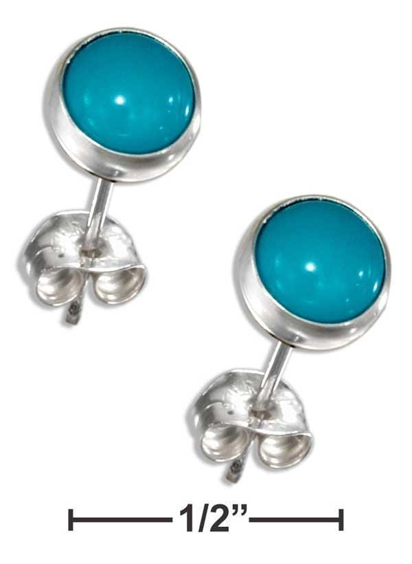 Sterling Silver 6MM Round Simulated Turquoise Post Earrings