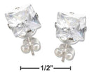 Silver Earrings Sterling Silver 7MM Square Cubic Zirconia Post Earrings JadeMoghul Inc.