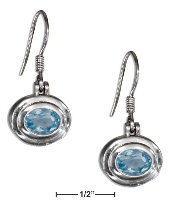 Silver Earrings Sterling Silver 7X5MM Framed Oval Blue Topaz Earrings JadeMoghul Inc.