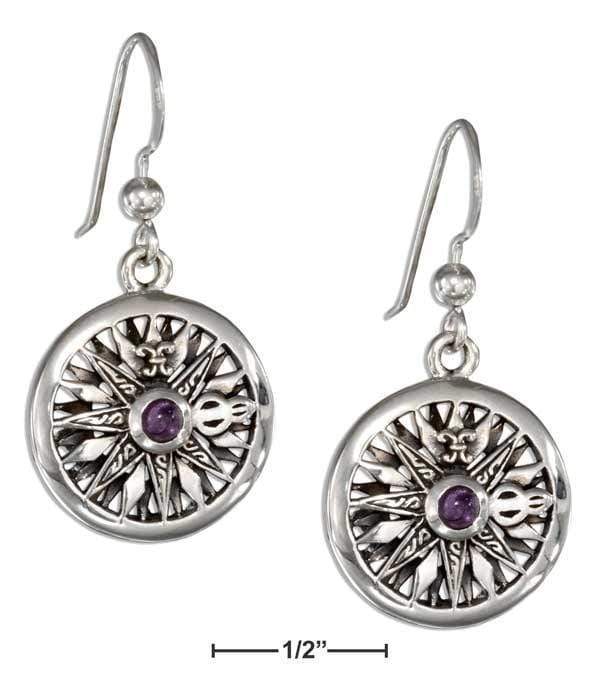 Silver Earrings Sterling Silver Amethyst Compass Rose Earrings JadeMoghul Inc.