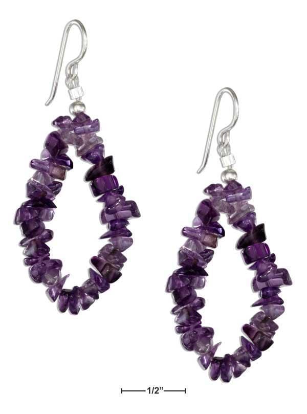 Silver Earrings Sterling Silver Amethyst Nuggets Loop Earrings JadeMoghul Inc.