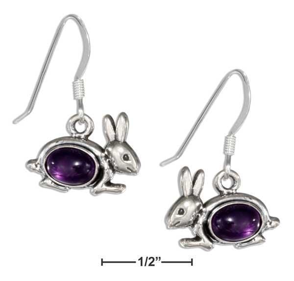 Silver Earrings Sterling Silver Amethyst Rabbit Earrings On French Wires JadeMoghul Inc.