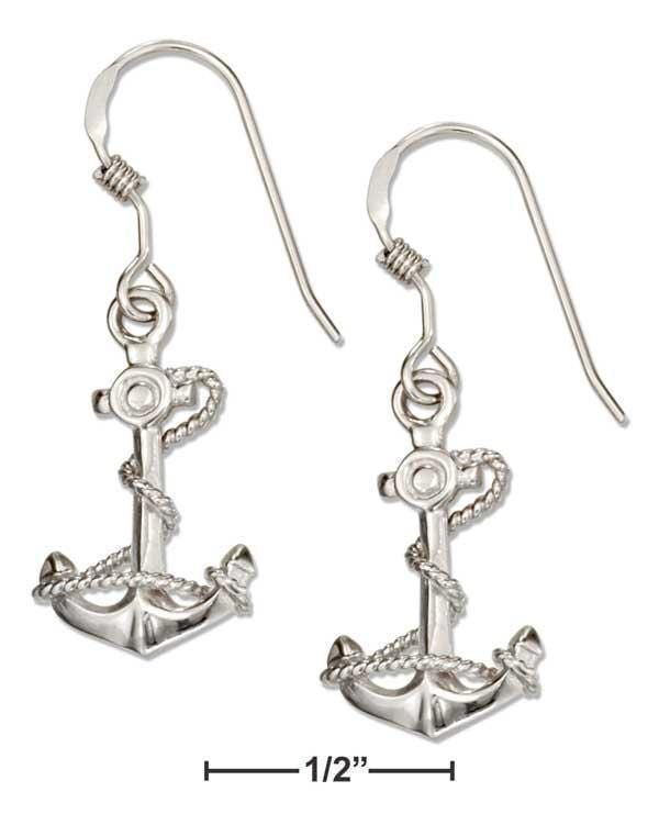 Silver Earrings Sterling Silver Anchor Earrings With Rope JadeMoghul Inc.