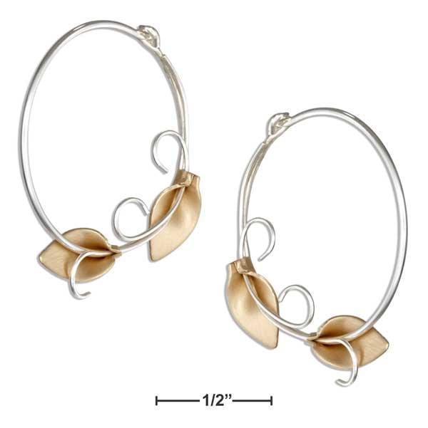 Silver Earrings Sterling Silver And 12 Karat Gold Filled Calla Lily Hoop Earrings JadeMoghul Inc.