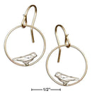 Silver Earrings Sterling Silver And 12 Karat Gold Filled Dangling Circle With Bird Earrings JadeMoghul Inc.