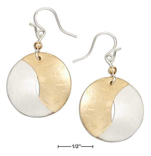 Silver Earrings Sterling Silver And 12 Karat Gold Filled Interlocking Half-moons Dangle Earrings JadeMoghul