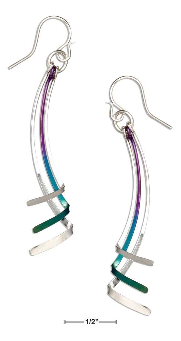 Silver Earrings Sterling Silver And Rainbow Niobium Triple Graduated Folded Spoon Dangle Earrings JadeMoghul Inc.