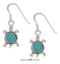 Silver Earrings Sterling Silver Antiqued Simulated Turquoise Turtle Earrings With French Wires JadeMoghul Inc.