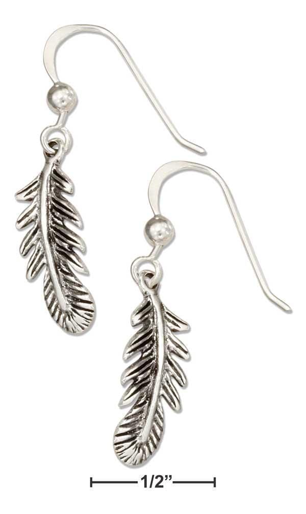 Silver Earrings Sterling Silver Antiqued Small Feather Earrings On French Wires JadeMoghul