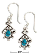 Silver Earrings Sterling Silver Bali Inspired Simulated Blue Teardrop Earrings JadeMoghul