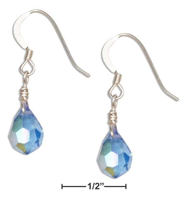 Silver Earrings Sterling Silver Blue September Birthstone Faceted Pear Crystal Dangle Earrings JadeMoghul Inc.