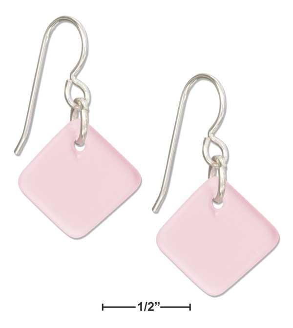 Silver Earrings Sterling Silver Blushing Pink Square Sea Glass Earrings JadeMoghul Inc.