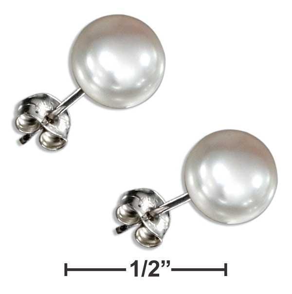 Silver Earrings Sterling Silver Button Post White Freshwater Cultured Pearl Earrings JadeMoghul Inc.