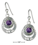 Silver Earrings Sterling Silver Celtic Claddagh Earrings With Amethyst On French Wires JadeMoghul Inc.