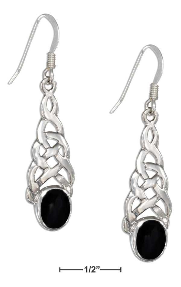 Silver Earrings Sterling Silver Celtic Knot Earrings With Simulated Onyx Oval JadeMoghul Inc.