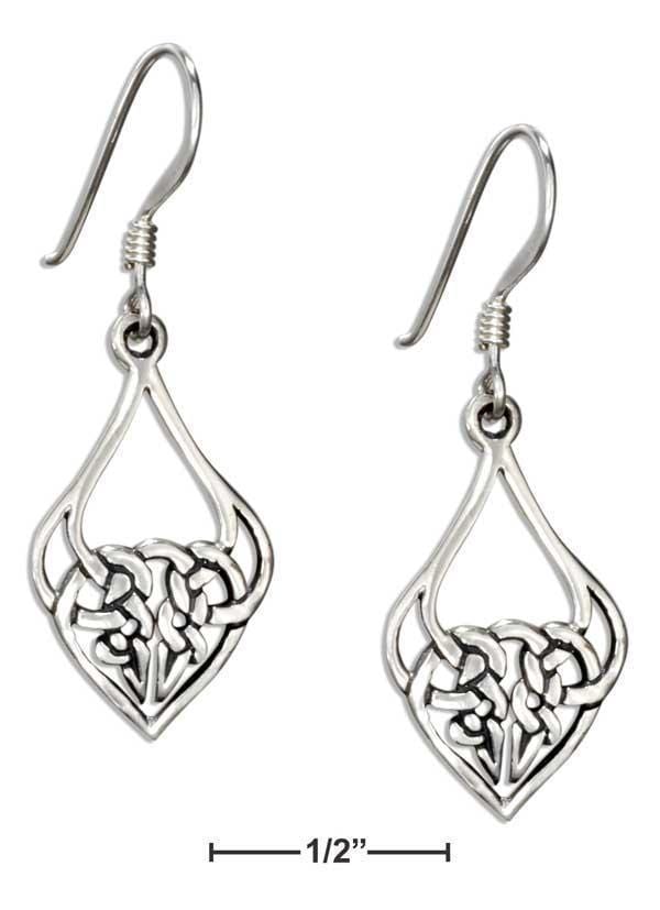 Silver Earrings Sterling Silver Celtic Knotted Heart Teardrop Dangle Earrings JadeMoghul Inc.
