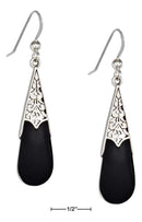 Silver Earrings Sterling Silver Celtic Teardrop Simulated Black Onyx Earrings On French Wires JadeMoghul Inc.