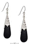 Silver Earrings Sterling Silver Celtic Teardrop Simulated Black Onyx Earrings On French Wires JadeMoghul Inc.