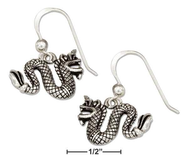 Silver Earrings Sterling Silver Chinese Dragon Earrings On French Wires JadeMoghul