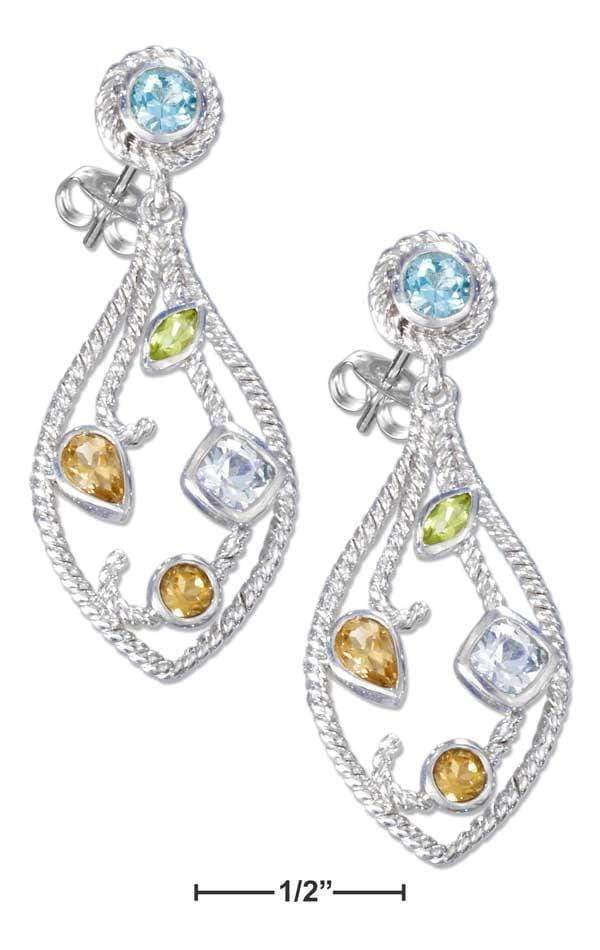 Silver Earrings Sterling Silver Citrine Peridot And Topaz Earrings JadeMoghul Inc.