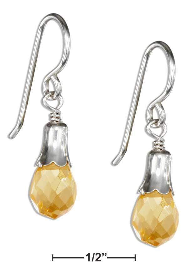 Silver Earrings Sterling Silver Citrine Teardrop Earrings On French Wires JadeMoghul Inc.