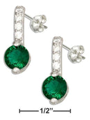 Silver Earrings Sterling Silver Clear And Green Cubic Zirconia Earrings JadeMoghul Inc.