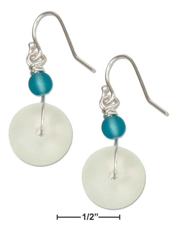 Silver Earrings Sterling Silver Clear White Roundel And Round Aqua Bead Sea Glass Earrings JadeMoghul