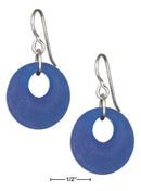 Silver Earrings Sterling Silver Cobalt Blue Sea Glass Nova Donut Dangle Earrings On French Wires JadeMoghul Inc.