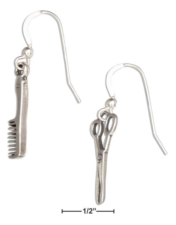 Silver Earrings Sterling Silver Comb And Scissors Earrings JadeMoghul Inc.
