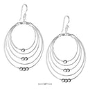 Silver Earrings Sterling Silver Concentric Wire Circles Earrings With Beads JadeMoghul Inc.