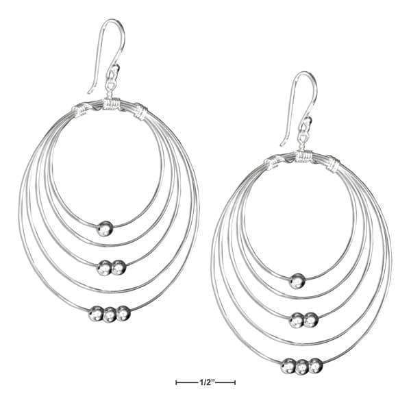 Silver Earrings Sterling Silver Concentric Wire Circles Earrings With Beads JadeMoghul Inc.