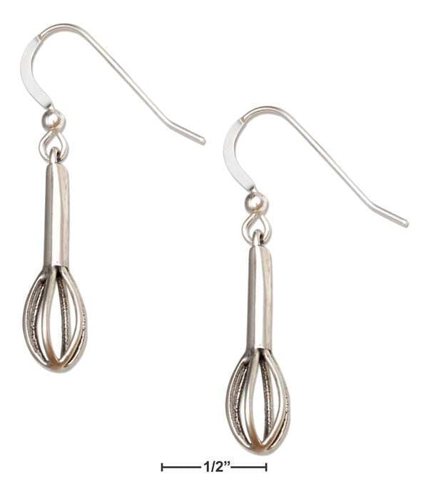 Silver Earrings Sterling Silver Cooking Baker'S Whisk Earrings On French Wires JadeMoghul Inc.