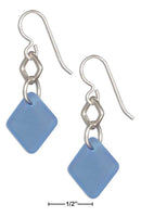 Silver Earrings Sterling Silver Cornflower Blue Sea Glass Geometric Square Dangle Earrings JadeMoghul Inc.