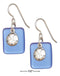 Silver Earrings Sterling Silver Cornflower Blue Sea Glass Sand Dollar Dangle Earrings JadeMoghul Inc.