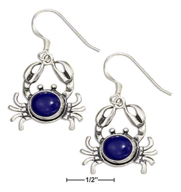 Silver Earrings Sterling Silver Crab With Blue Concho Dangle Earrings JadeMoghul